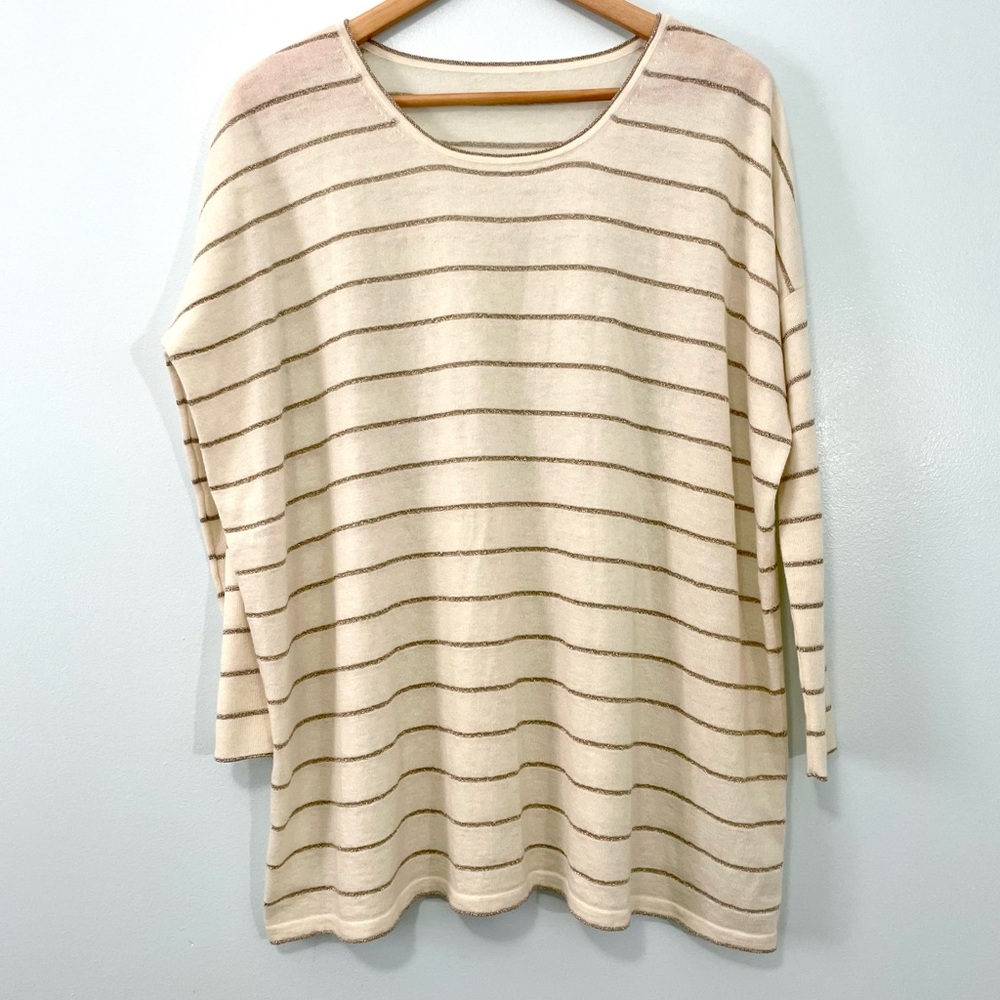 J. Jill Oversized Striped Knit Wool Blend Sweater